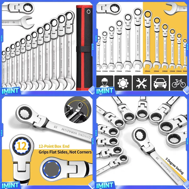 Wrench Set - Flex Head Ratcheting Wrench Set,Combination Ended